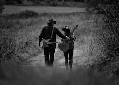 Band walking the road