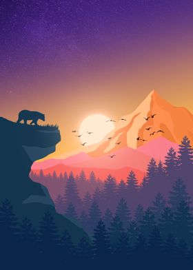 Flat Landscape Bear