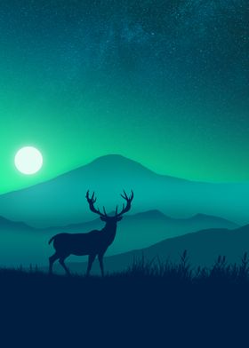 Flat Landscape Deer