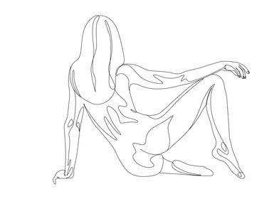 Nude Woman Line Art