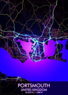 Portsmouth Night City Map