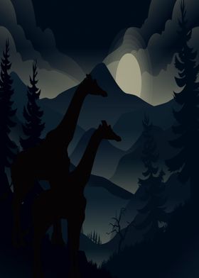 Mountain Night Animal Flat