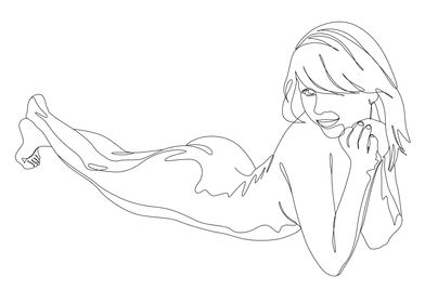 Nude Woman Line Art