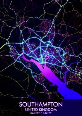 Southampton Night City Map