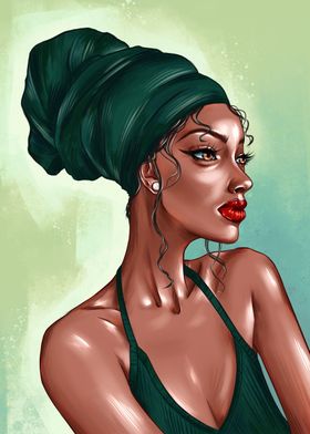 Green turban woman fashion