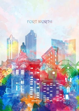 fort worth cityscape color