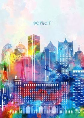 detroit cityscape color