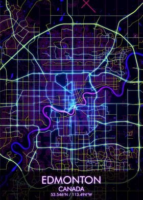 EDMONTON Night City Map