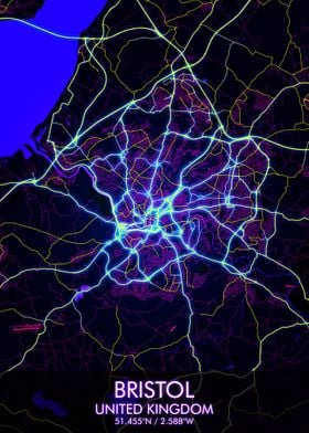 Bristol Night City Map