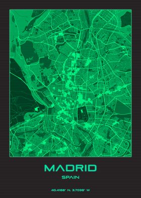 Madrid Spain Synthwave Map