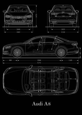 Audi A8 2017 blueprint