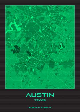 Austin Texas Synthwave Map