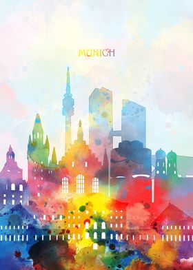 munich cityscape color