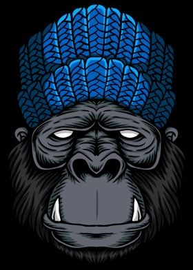 The gorilla head artwork