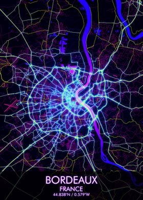 Bordeaux Night City Map