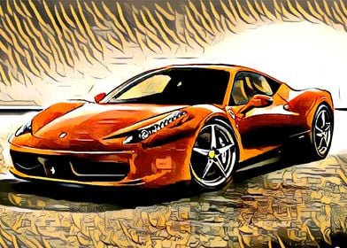 Red Sports Car Painting