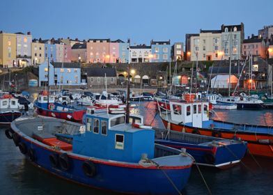 Tenby Harbour at night