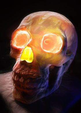 glowing skull in the dark