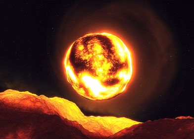 Glowing alien moon