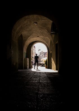 Man in an archway