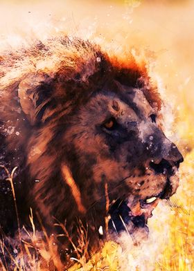 Head lion painting 