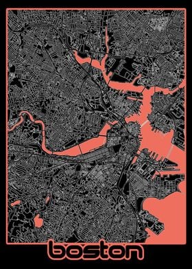 boston map black