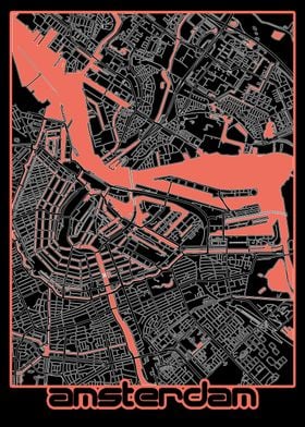 amsterdam map black