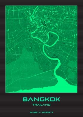 Bangkok City Map Synthwave