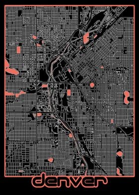 denver map black