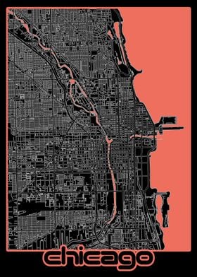 chicago map black