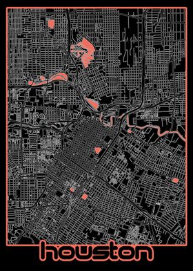 houston map black