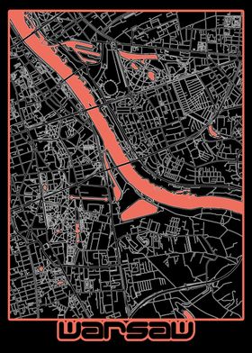 warsaw map black