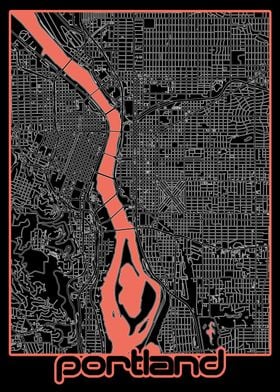 portland map black