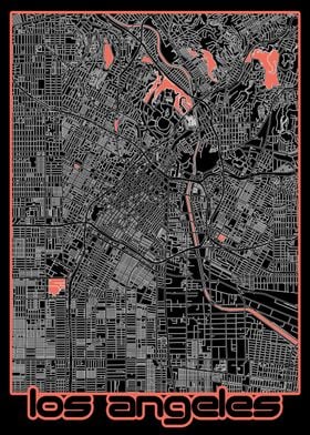 los angeles map black