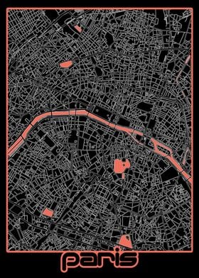 paris map black