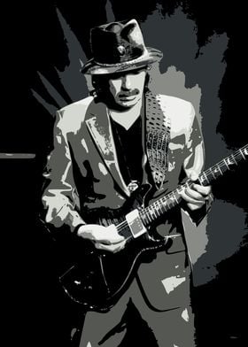 Carlos Santana, Art Print Poster, Latin Rock Guitarist Digital Art