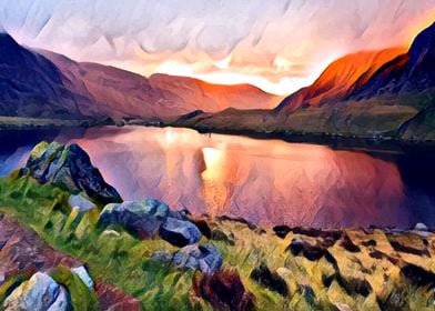 Meadows lake and mountains