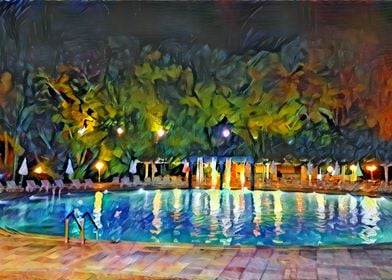 Night Time Swimming Pool