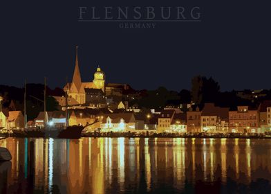 Flensburg  night panoramic