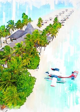 Maldives Beach Sea Plane