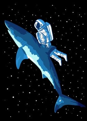 Astronaut on white shark