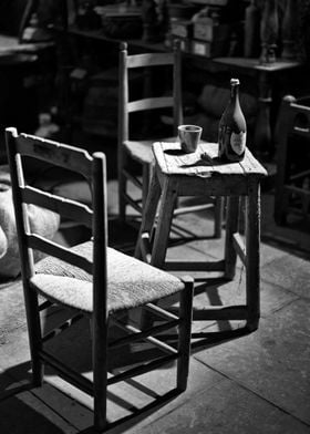 Medieval chair and wine