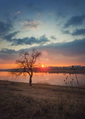 February sunset scene