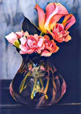 Roses in a glass vase