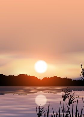 landscape morning in river