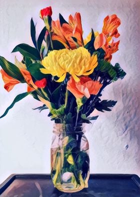 Orange Flowers Vase