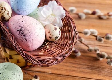 basket with easter eggs