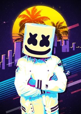 Marshmello retro 80s style