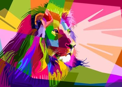 colorful lion abstract