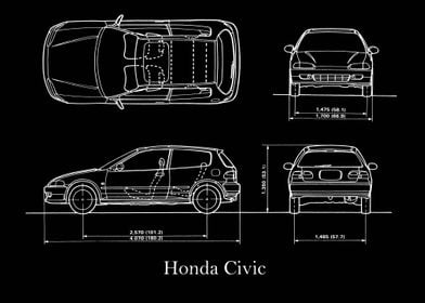 Honda Civic 1992 Blueprint